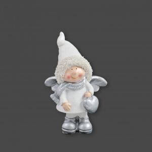 Angyalka figura fehér/ezüst sapkában 10cm 466662 2f