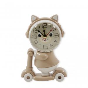 Asztali óra barna cica rolleren +hegyező 16cm