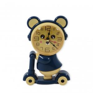Asztali óra kék maci rolleren +hegyező 16cm