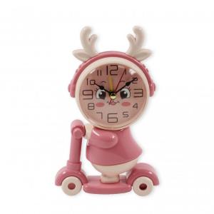 Asztali óra rózsaszín szarvas rolleren +hegyező 16cm