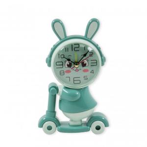 Asztali óra zöld nyuszi rolleren +hegyező 16cm