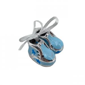 Babacipő+masni kék 4x 3,5x 2,5cm