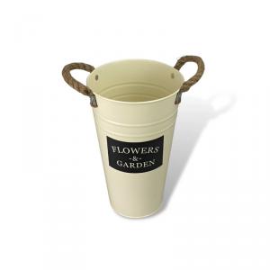 Bádog váza 16x25cm krém fekete felirattal