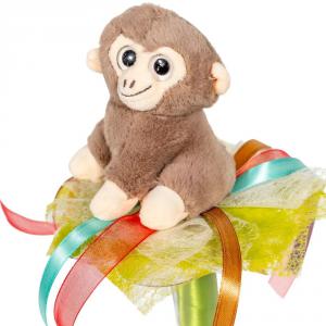 Ballagási csokor plüss majommal szalaggal 28cm