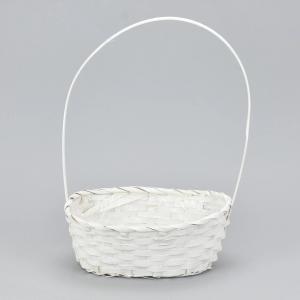 Bambusz füles ovál kosár fehér