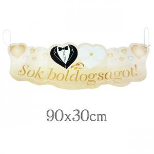 Banner Sok Boldogságot arany 90cm x 30cm