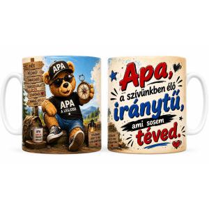 Bögre Apáknak - Apa a szívünk élő iránytűje - Apák Napi Ajándék Apukáknak
