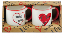 Bögre szett szíves 2db 3dl 2 féle felirattal i love you