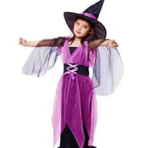 Boszorkány, jelmez, lila-fekete, 120-130