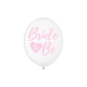Bride to be rózsaszín felirattal fehér Latex lufi 30cm 6db/cs