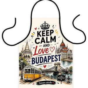 Budapest Hungary Kötény – Keep Calm Love Budapest Kötény – Budapest Hungary Ajándék