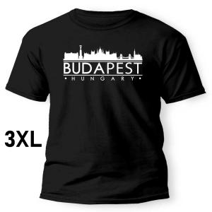 Budapest Skyline Póló – Fekete 100% Pamut Magyar Szuvenír Budapest Sziluettel – 3XL, fekete