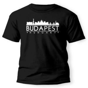 Budapest Skyline Póló – Fekete 100% Pamut Magyar Szuvenír Budapest Sziluettel
