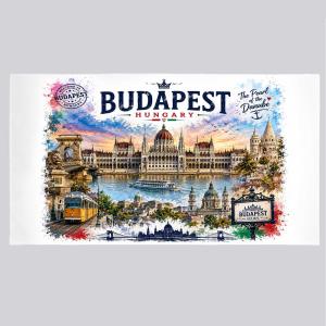 Budapest Törölköző 50×100 cm – Magyar Szuvenír Budapest Látványosságokkal