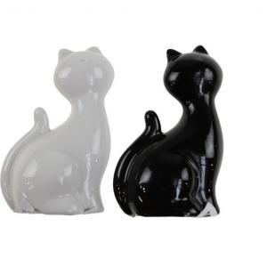 Cica kerámia 5x3,5x8,5cm fekete/fehér