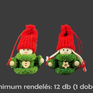 CQ00491 Kötött ruhás fiú/lány zöld/piros 7cm 2f