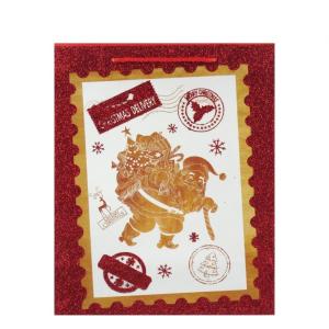 CQ01712 Karácsonyi dísztasak piros glitteres nagy 26x12x32cm 4f