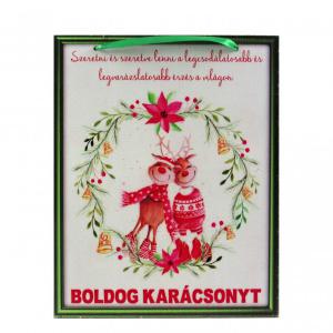 CQ02015 Fatábla Boldog Karácsonyt! szarvaspár 21x26cm