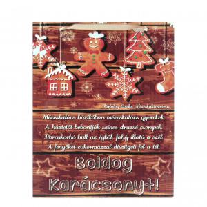 CQ02017 Fatábla Boldog Karácsonyt! mézeskalács 21x26cm