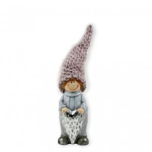 CQ02546 Fiú/lány figura kötött sapkában szívvel 24cm 2f