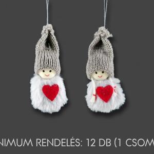CQ02635 Téli figura szürke piros szívvel 7cm 2f