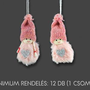CQ02636 Téli figura rózsaszín ezüst szívvel 7cm 2f