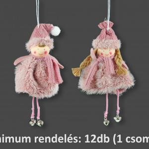 CQ02646 Fiú/lány rózsaszín csörgőlábú akasztós 16cm 2f