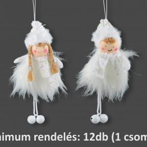 CQ02660 Lógólábú fiú/lány fehér csörgőlábú akasztós 16cm 2f
