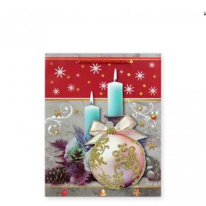 CQ05753 Karácsonyi dísztasak 3D glitteres közép 18x10x23cm 4f