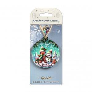 CQ08170 Karácsonyfadísz hóember +mézeskalács 7cm