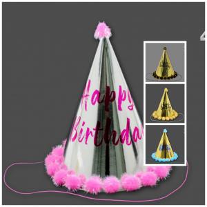 Csákó Happy Birthday arany/ezüst 23cm többféle