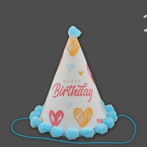 Csákó Happy Birthday kék/rózsaszín 18cm