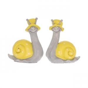 Csiga fiú vagy lány sapkában 6x3x8cm sárga