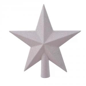 Csillag csúcsdísz glitteres irizáló fehér 19cm