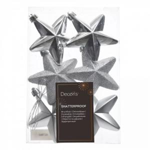 Csillag műanyag ezüst 7,5cm 6db-os