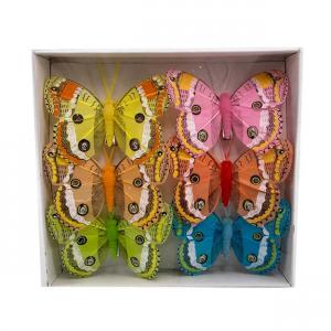 Csipeszes pillangó 6db-os 8x6 cm hullámos szélű dekoráció