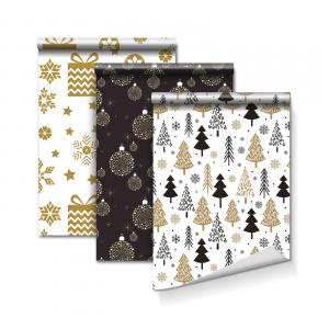 Csomagolópapír - 3 db - 70 gsm - 70 x 150 cm arany és fekete