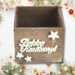 Dekoláda rusztikus kocka 13x13X11cm - Csillagos boldog karácsonyt