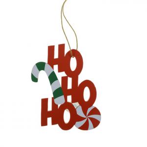 Dekoráció fa felakasztható 11cm Ho-ho-ho piros