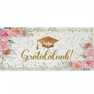 Díszboríték Gratulálunk ballagási 19x9cm virágos