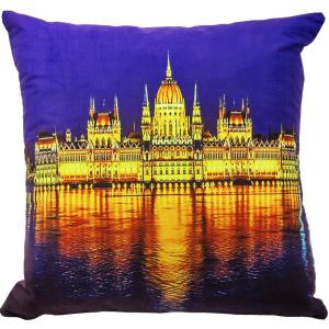 Díszpárna éjszakai kivilágított Parlament 43cm