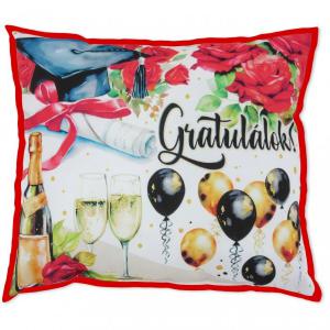Díszpárna Gratulálok! ballagási 30x26cm ünneplős