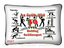 Díszpárna Örök ifjú 30 Boldog Születésnapot! 34x22cm