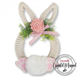 DIY Csináld magad! Csináld magad - Kötéllel díszített nyuszis kopogtató - fehér