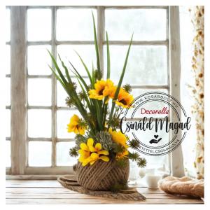 DIY Csináld magad - Napraforgós dekoráció fahasábon