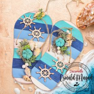 DIY Csináld magad - Strandpapucs HAJÓKORMÁNNYAL 11x24cm