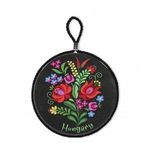 Edényalátét Hungary fekete kalocsai 17x19cm