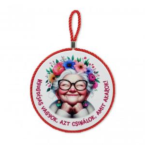 Edényalátét Nyugdíjas vagyok... nő 17x19cm