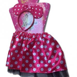 Egérke szett, magenta pöttyös, szoknya+fejdísz