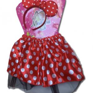 Egérke szett, piros pöttyös, szoknya+fejdísz